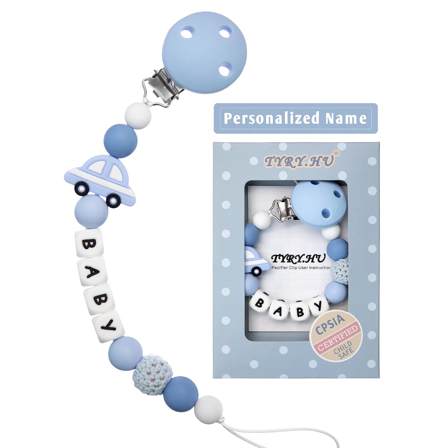 Personalised Silicone Dummy/Pacifier Clip