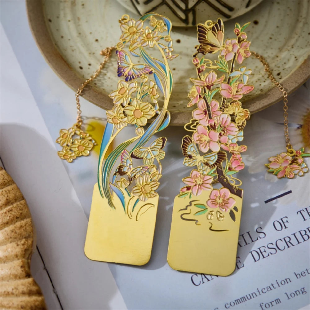 Aesthetic Metal Flower Bookmarks