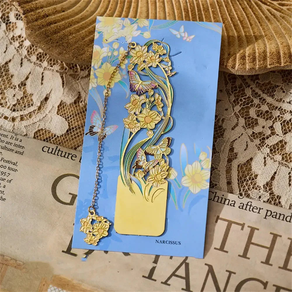 Aesthetic Metal Flower Bookmarks