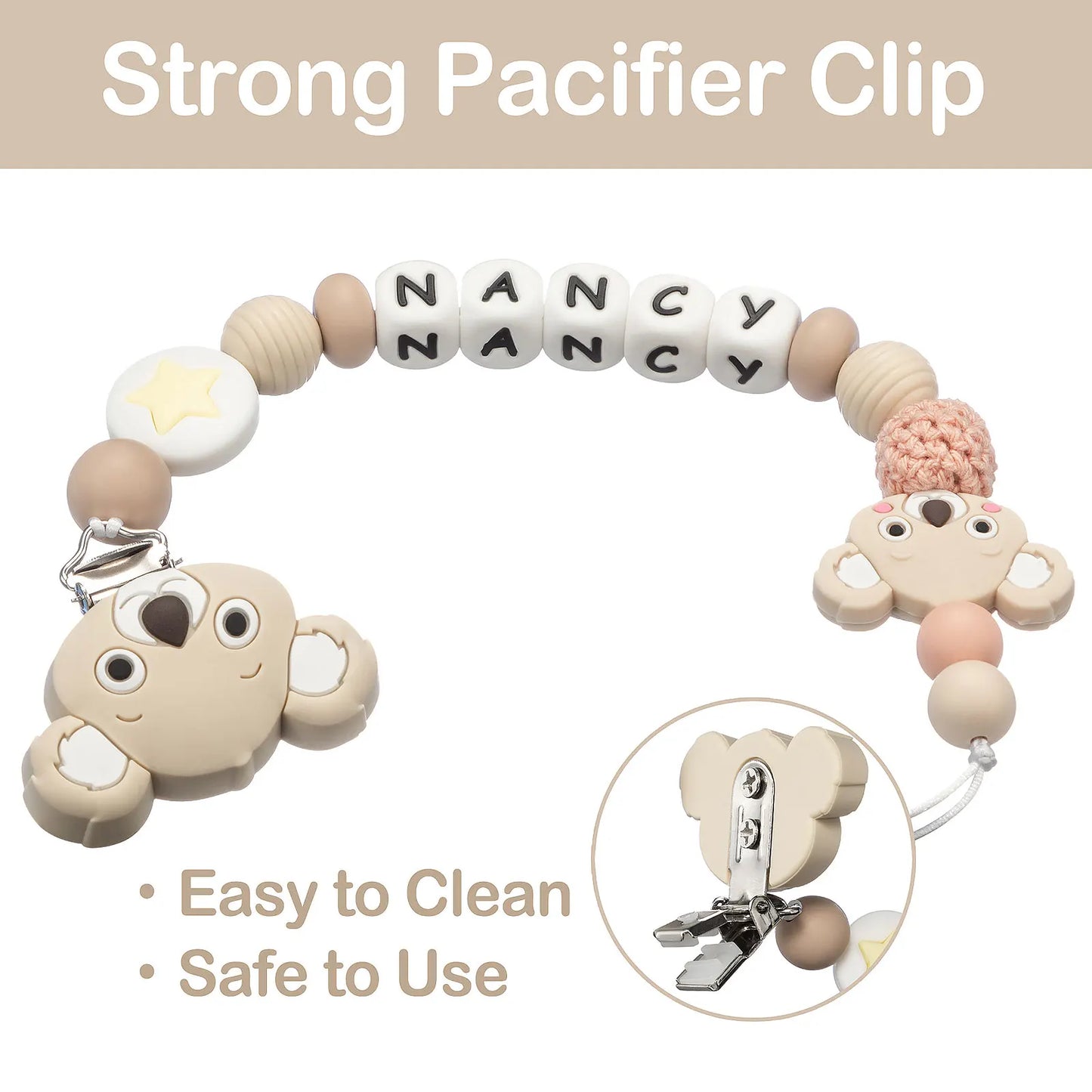 Personalised Silicone Dummy/Pacifier Clip