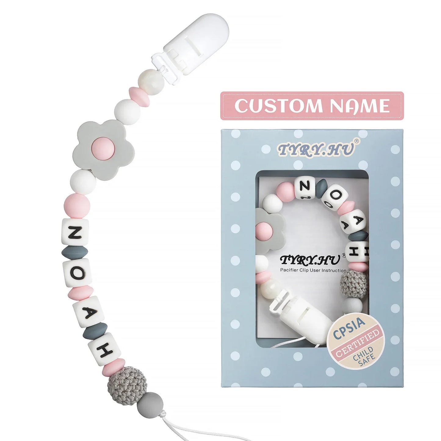 Personalised Silicone Dummy/Pacifier Clip