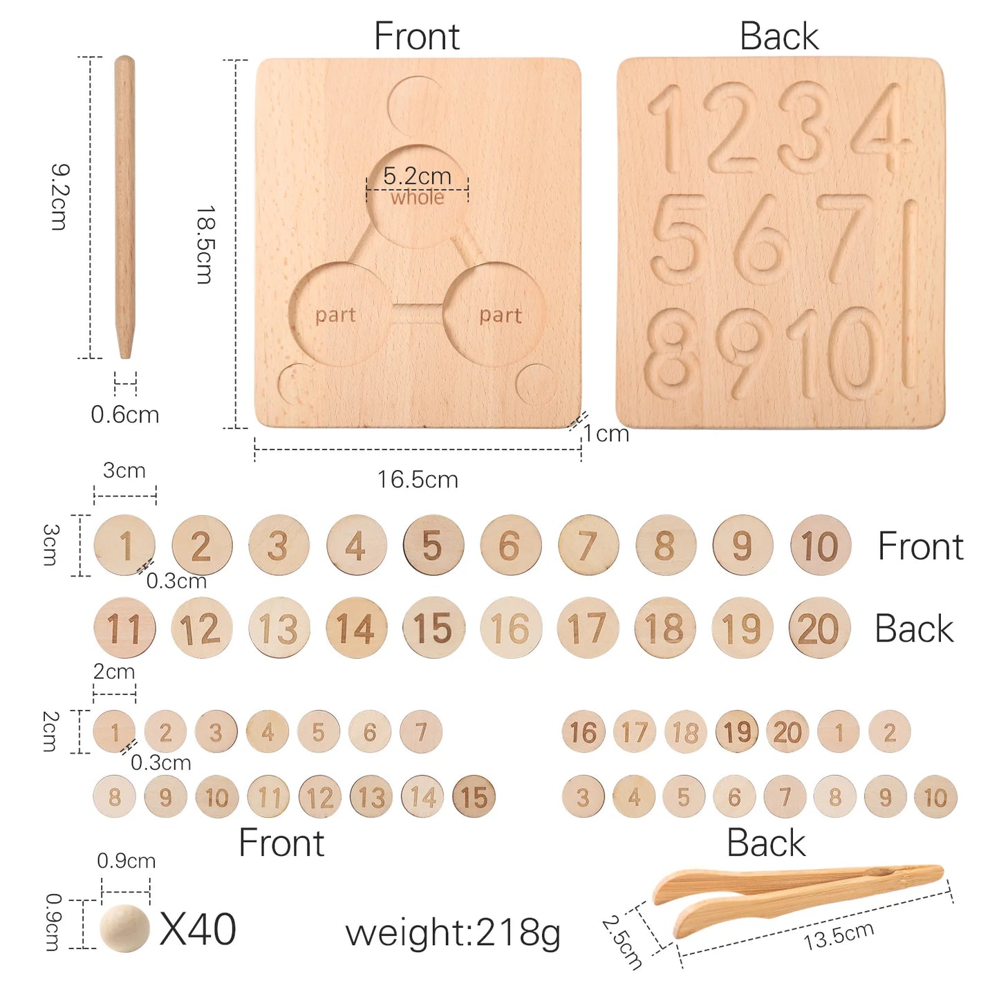 Montessori Wooden Letter Tracing and Counting Board
