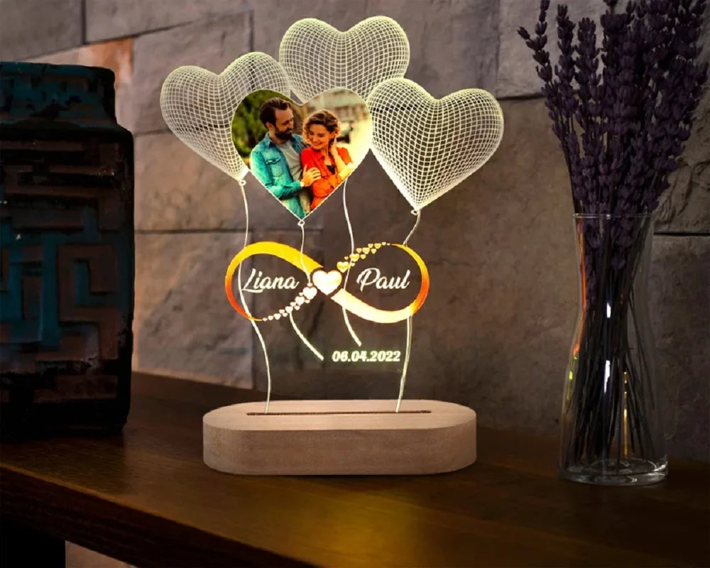 Personalised Photo Night Light Engraved 3D Lamp