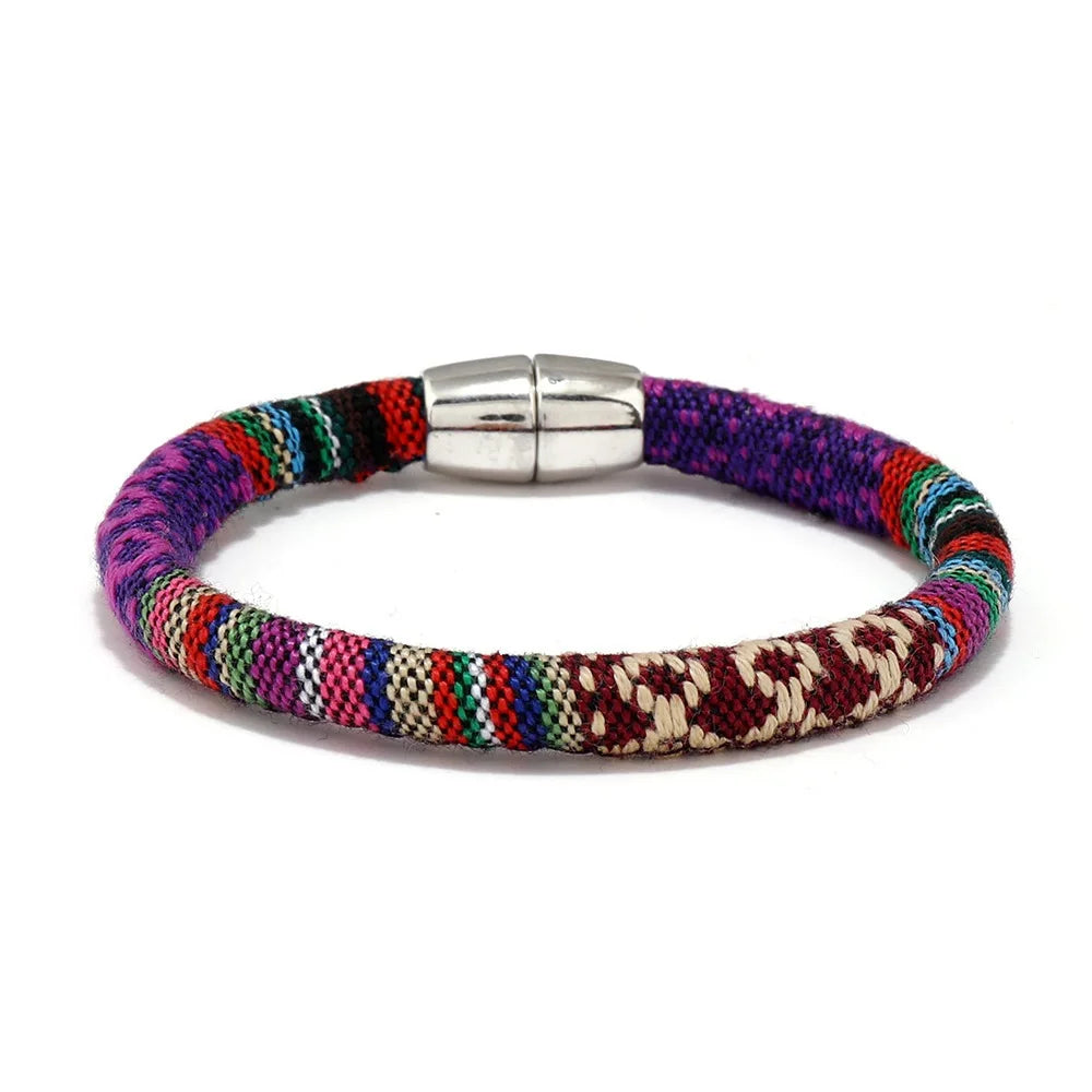 Bohemia Rope Bracelet Pulseras Hilo Magnetic Ethnic Boho Fabric Bracelet for Men & Women
