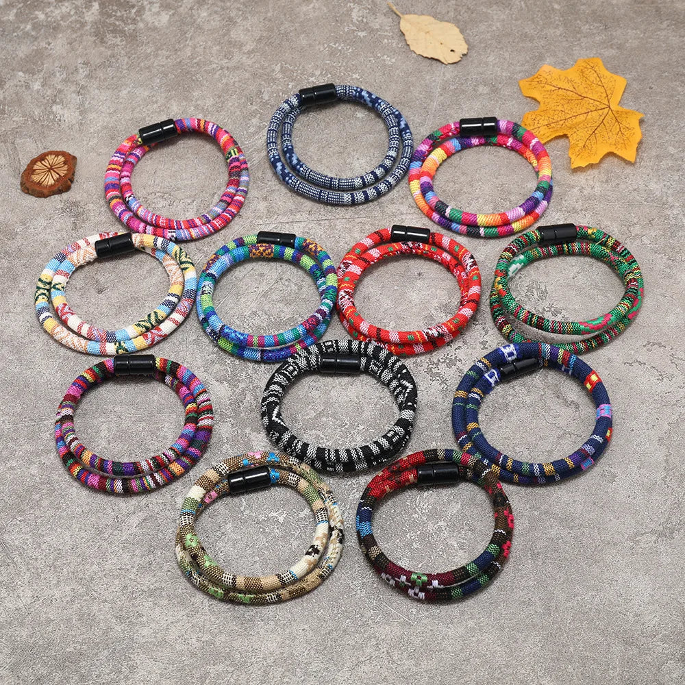 Bohemia Rope Bracelet Pulseras Hilo Magnetic Ethnic Boho Fabric Bracelet for Men & Women