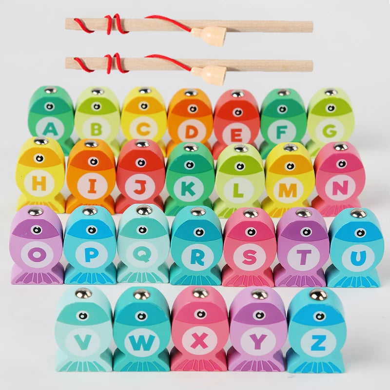 Wooden Fishing Game Toy with Alphabet