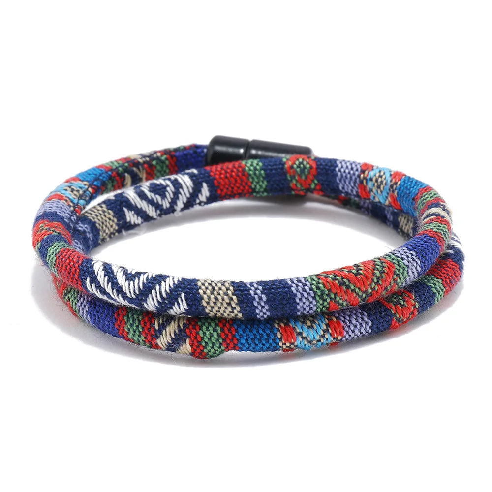 Bohemia Rope Bracelet Pulseras Hilo Magnetic Ethnic Boho Fabric Bracelet for Men & Women