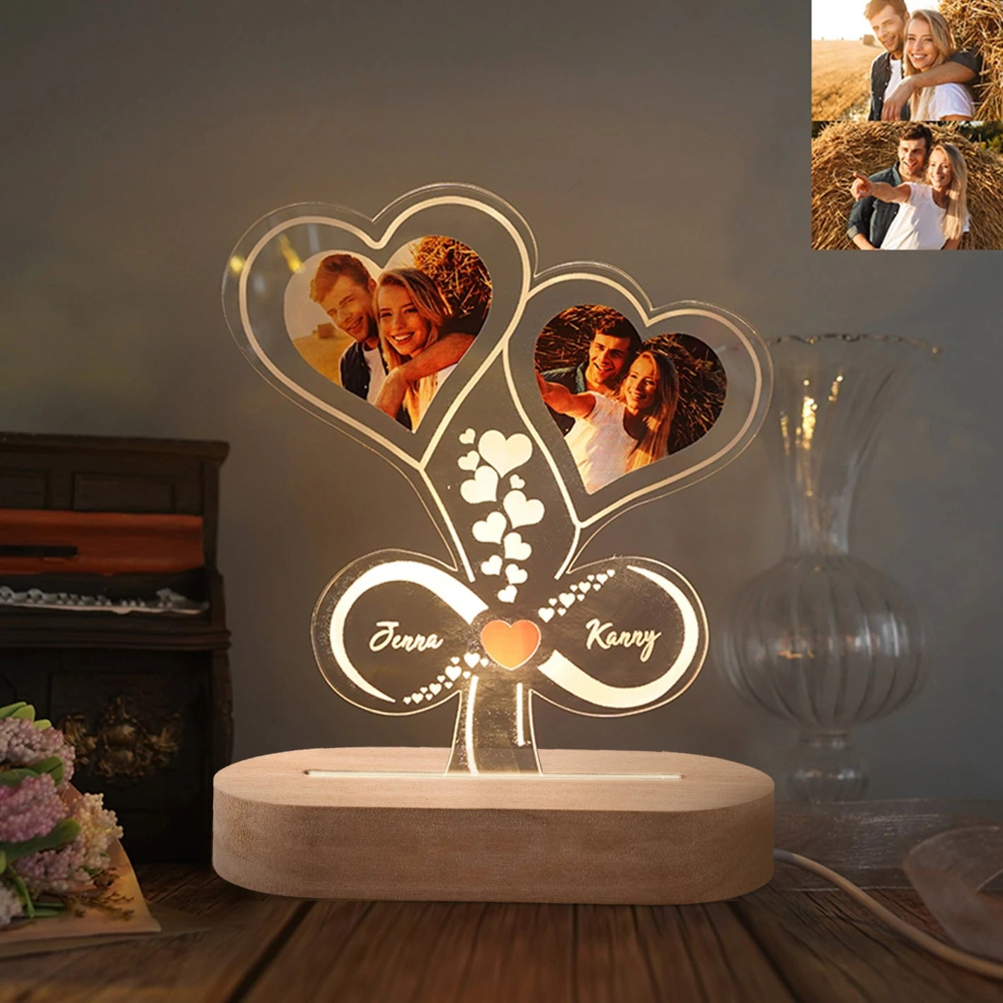 Personalised Photo Night Light Engraved 3D Lamp