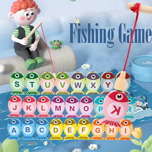 Wooden Fishing Game Toy with Alphabet