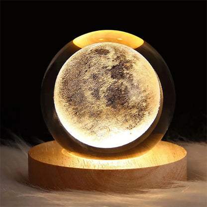 3D Crystal Ball Lamp with Galaxy Projections