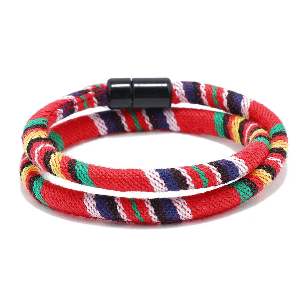 Bohemia Rope Bracelet Pulseras Hilo Magnetic Ethnic Boho Fabric Bracelet for Men & Women