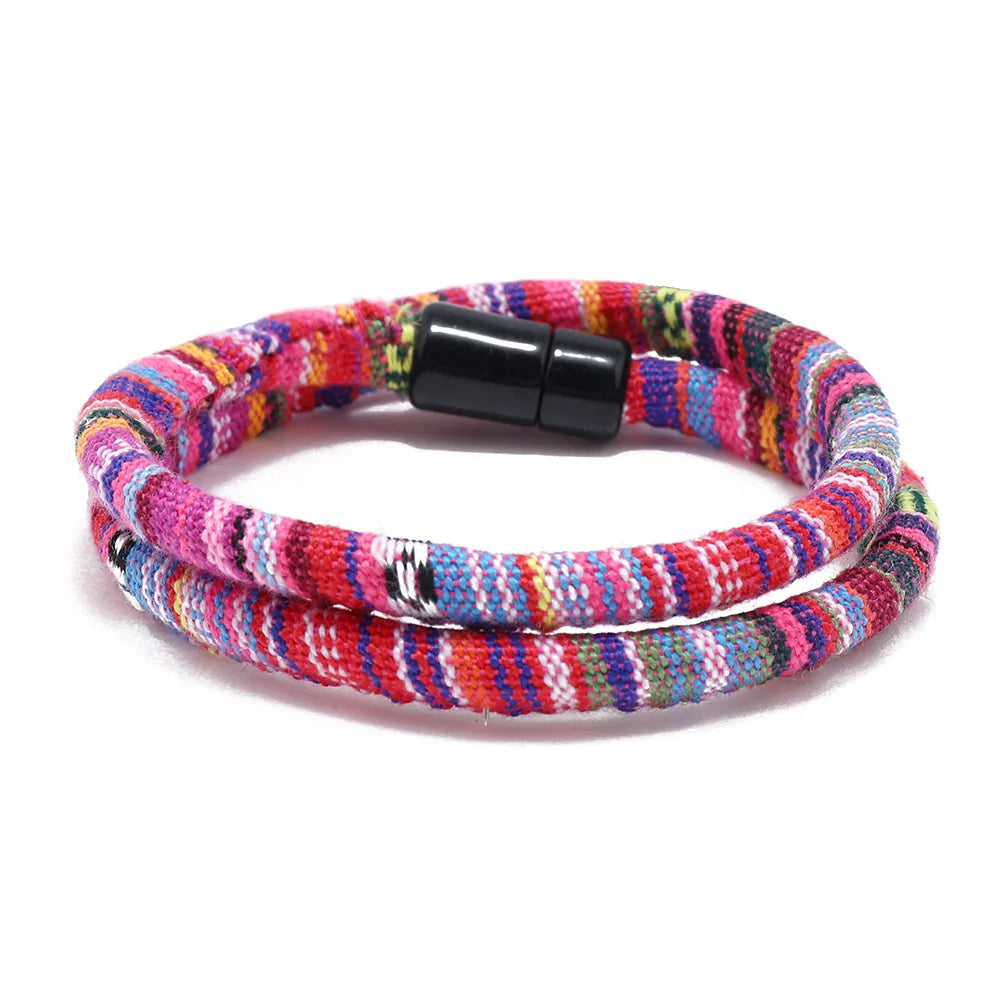 Bohemia Rope Bracelet Pulseras Hilo Magnetic Ethnic Boho Fabric Bracelet for Men & Women