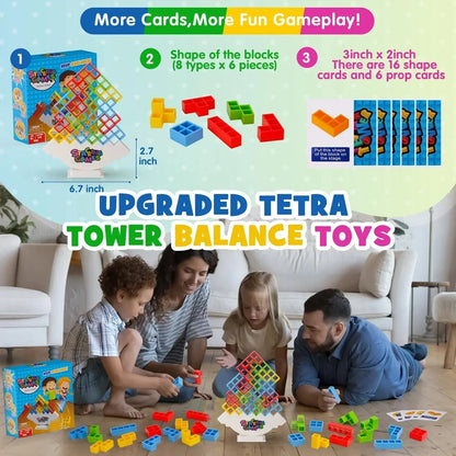 Building Block Brick Toy – Balance Stacked Tetra Tower Game