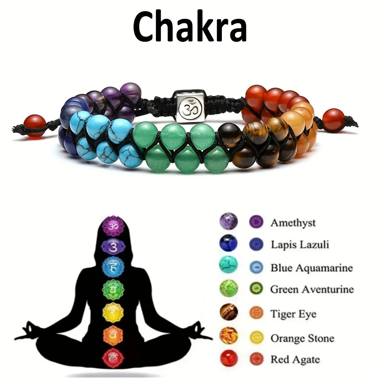 Seven Chakra Treatment Crystal Yoga Stone Bracelet