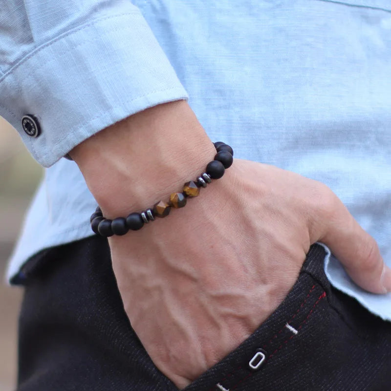 Men's Black Onyx Stone Bracelet