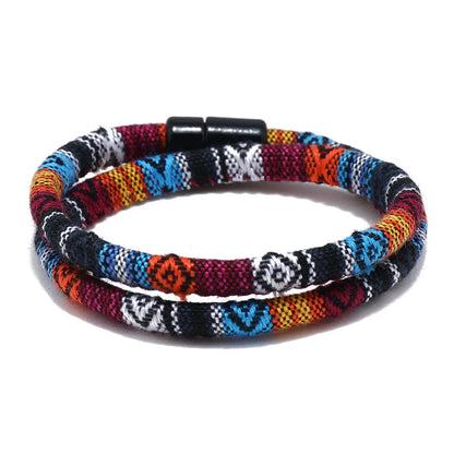 Bohemia Rope Bracelet Pulseras Hilo Magnetic Ethnic Boho Fabric Bracelet for Men & Women