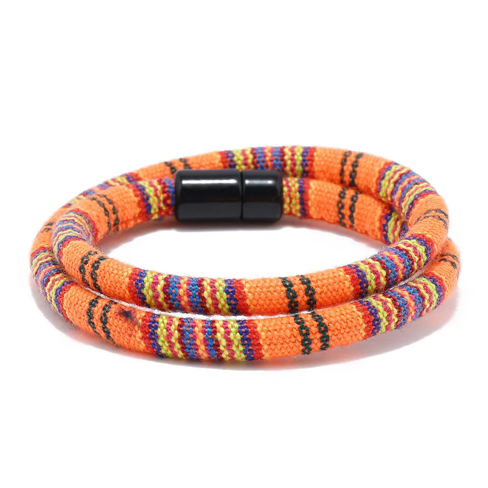 Bohemia Rope Bracelet Pulseras Hilo Magnetic Ethnic Boho Fabric Bracelet for Men & Women