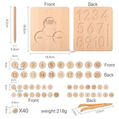 Montessori Wooden Letter Tracing and Counting Board