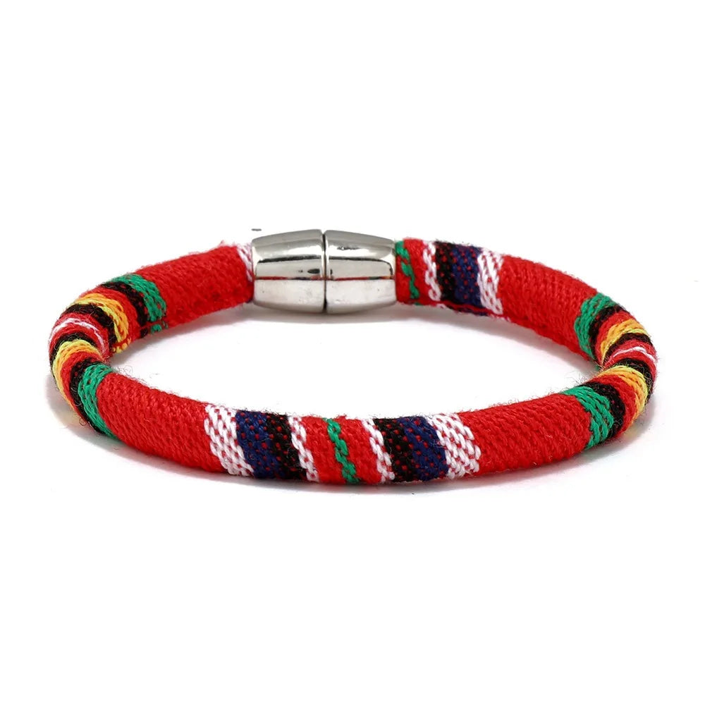 Bohemia Rope Bracelet Pulseras Hilo Magnetic Ethnic Boho Fabric Bracelet for Men & Women