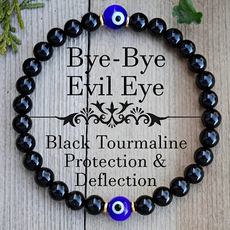 Evil Eye Black Tourmaline Bracelet