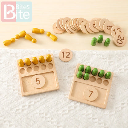 Montessori Wooden Letter Tracing and Counting Board